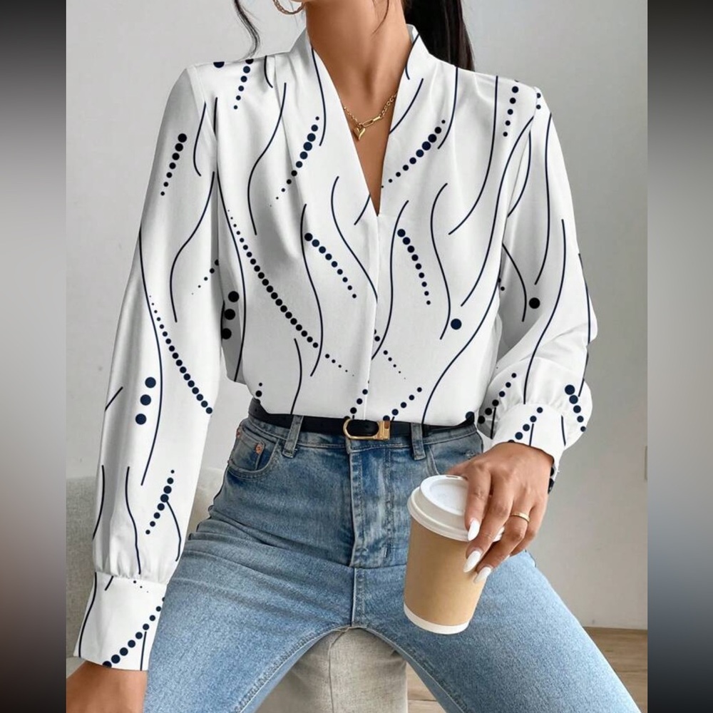 Elegant White and Black Women's Top